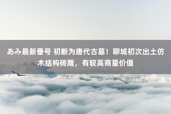 あみ最新番号 初断为唐代古墓！聊城初次出土仿木结构砖雕，有较高商量价值