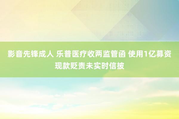 影音先锋成人 乐普医疗收两监管函 使用1亿募资现款贬责未实时信披