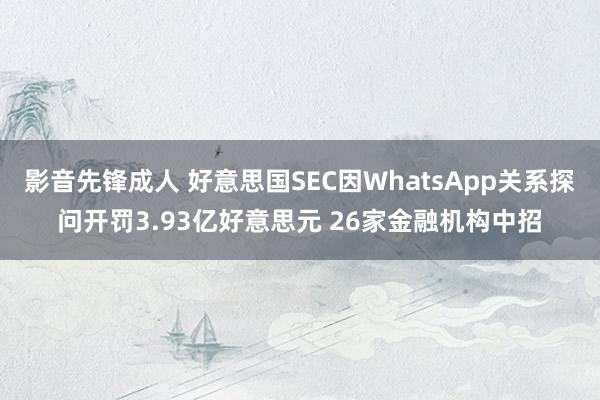 影音先锋成人 好意思国SEC因WhatsApp关系探问开罚3.93亿好意思元 26家金融机构中招