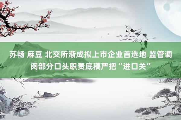 苏畅 麻豆 北交所渐成拟上市企业首选地 监管调阅部分口头职责底稿严把“进口关”